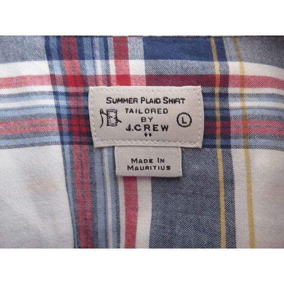 J. Crew Summer Plaid Button Up Shirt Sz L - Picture 3 of 5